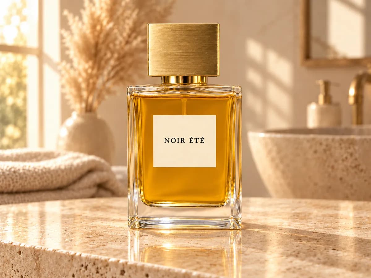 Parfumflasche mittig, gerade ausgerichtet, mit Spiegelung